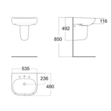 Lavabo chậu rửa mặt American Standard 0955-WT treo tường + chân ngắn 0755-WT