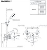Bộ vòi sen tắm TOTO TBG09302VA/TBW01008A nóng lạnh