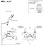Bộ vòi sen tắm TOTO TBG11302VA/TBW03002B nóng lạnh