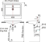 Lavabo chậu rửa mặt INAX AL-2397V bán âm dương vành sứ chống bám bẩn Aquaceramic (AL-2397V)
