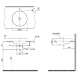 Bản vẽ kỹ thuật Lavabo chậu rửa mặt Toto LT1704 đặt bàn