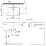 Chậu Lavabo TOTO L1315C#XW (LW1315CBVN) Bán Âm Bàn 500x450 mm