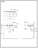 Bản vẽ kỹ thuật Lavabo chậu rửa mặt Toto LT4724MT đặt bàn