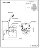 Bản vẽ kỹ thuật Vòi sen tắm Toto TBG02302VA/TBW02017A nóng lạnh
