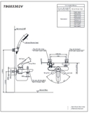 Bản vẽ kỹ thuật Vòi sen tắm Toto TBG03302VA/TBW01010A nóng lạnh