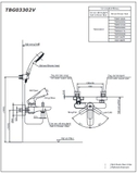 Bản vẽ kỹ thuật Vòi sen tắm TOTO TBS03302V/TBW02006A nóng lạnh
