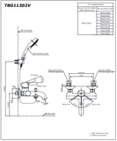 Bản vẽ kỹ thuật Vòi sen tắm Toto TBG11302VA/TBW01008A nóng lạnh