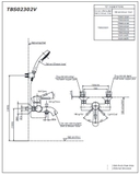 Bản vẽ Vòi sen tắm Toto TBS02302V/TBW07009A nóng lạnh