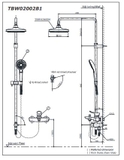 Bản vẽ kỹ thuật Cây sen tắm Toto TBW02002BA/TBG2302V/TBW02017A nóng lạnh
