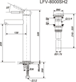 Vòi lavabo chậu rửa mặt INAX LFV-8000SH2 nóng lạnh cổ cao (LFV8000SH2 )