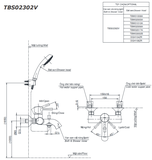 Bộ vòi sen tắm TOTO TBS02302V/TBW01008A nóng lạnh