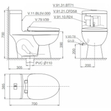 Bồn cầu 1 khối Viglacera BL5V xả xoáy + xịt VG826