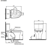 Bồn cầu 2 khối TOTO CS735DE4 nắp rửa TCW1211A