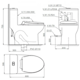 Bồn cầu 1 khối Viglacera V64 + Xịt VG826 + Van VG853