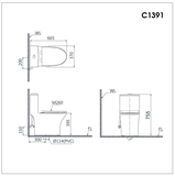 Bồn Cầu 1 khối CAESAR C1391F Nắp Rửa Điện Tử TAF610H