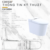 Bồn cầu điện tử thông minh Caesar C1393F nắp điện tử TAF400H