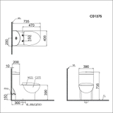 Bồn Cầu 1 khối CAESAR C1375F Nắp Rửa Điện Tử TAF610H
