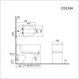Bồn Cầu 1 khối CAESAR C1394F Nắp Rửa Điện Tử TAF610H