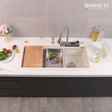 Chậu rửa chén đá BOSSCO BC-A10052TKS 1 hộc 2 phím đa năng