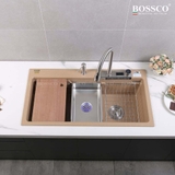 Chậu rửa chén đá BOSSCO BC-A10052VK 1 hộc 2 phím đa năng