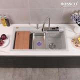 Chậu rửa chén đá BOSSCO BC-A10052XKS 1 hộc 2 phím đa năng