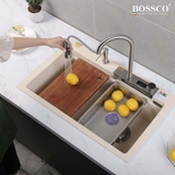 Chậu rửa chén đá BOSSCO BC-A8252KKS 1 hộc 2 phím đa năng