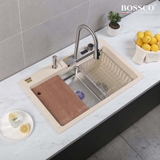 Chậu rửa chén đá BOSSCO BC-A8252KKS 1 hộc 2 phím đa năng