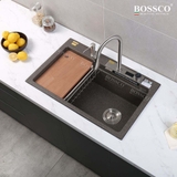 Chậu rửa chén đá BOSSCO BC-A8252NKS 1 hộc 2 phím đa năng