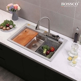 Chậu rửa chén đá BOSSCO BC-A8252XKS 1 hộc 2 phím đa năng