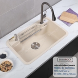 Chậu rửa chén đá BOSSCO BC-G8050KKS 1 hộc bo góc