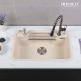 Chậu rửa chén đá BOSSCO BC-G8050KKS 1 hộc bo góc