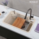 Chậu rửa chén đá BOSSCO BC-G8050KKS 1 hộc bo góc