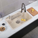 Chậu rửa chén đá BOSSCO BC-G8050KKS 1 hộc bo góc