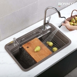Chậu rửa chén đá BOSSCO BC-G8050NKS 1 hộc bo góc