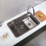 Chậu rửa chén đá BOSSCO BC-G8050NKS 1 hộc bo góc