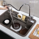 Chậu rửa chén đá BOSSCO BC-G8050NKS 1 hộc bo góc