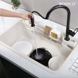 Chậu rửa chén đá BOSSCO BC-G8050TKS 1 hộc bo góc