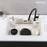Chậu rửa chén đá BOSSCO BC-G8050TKS 1 hộc bo góc