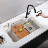 Chậu rửa chén đá BOSSCO BC-G8050TKS 1 hộc bo góc