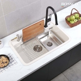 Chậu rửa chén đá BOSSCO BC-G8050TKS 1 hộc bo góc