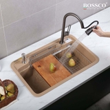 Chậu rửa chén đá BOSSCO BC-G8050VK 1 hộc bo góc
