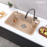 Chậu rửa chén đá BOSSCO BC-G8050VK 1 hộc bo góc