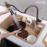 Chậu rửa chén đá BOSSCO BC-G8050VK 1 hộc bo góc