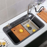 Chậu rửa chén đá BOSSCO BC-G8050XĐ 1 hộc bo góc