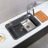 Chậu rửa chén đá BOSSCO BC-G8050XĐ 1 hộc bo góc
