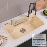 Chậu rửa chén đá BOSSCO BC-G9050KKS 1 hộc bo góc