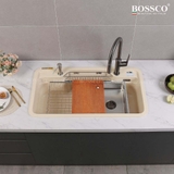 Chậu rửa chén đá BOSSCO BC-G9050KKS 1 hộc bo góc