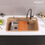 Chậu rửa chén đá BOSSCO BC-G9050VK 1 hộc bo góc