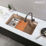 Chậu rửa chén đá BOSSCO BC-G9050VK 1 hộc bo góc