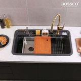 Chậu rửa chén đá BOSSCO BC-G9050XĐ 1 hộc bo góc